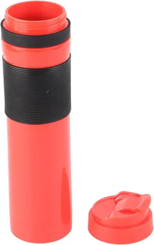 Vista 8 de Acouto Viaje prensa francesa 11.8 fl oz botella portátil té cafetera agua potable taza taza taza para viajar acampar al aire libre rojo