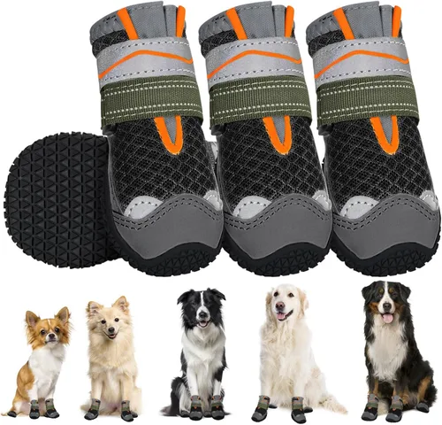Vista 16 de SlowTon Zapatos para Perros para Perros Grandes, Pequeños y Medianos - Botas Transpirables para Perros para Pavimento Caliente de Verano, Protector
