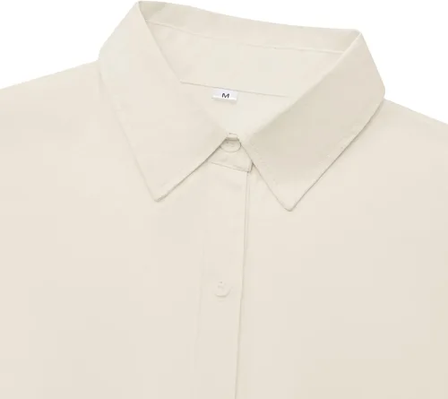 Vista 6 de Camisas de vestir ajustadas de algodón para mujer, blusas de manga larga para oficina, blusas con cuello