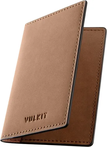 Vista 9 de VULKIT - Tarjetero de cuero para tarjetas de visita de dos lados, organizador delgado de tarjetas de nombre para negocios para hombres o mujeres