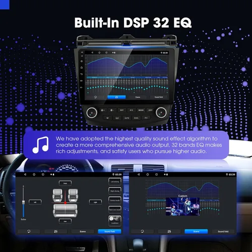 Vista 9 de Para Honda Accord 7th 2003-2007 Android Car Stereo, Carplay integrado y Android Auto, pantalla táctil capacitiva de 10 pulgadas, unidad