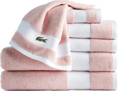Vista 7 de Lacoste Sport Stripe - Juego de toallas de lujo de algodón (6 piezas) – Hecho con 100% algodón Supima suave, absorbente y de secado rápido, incluye
