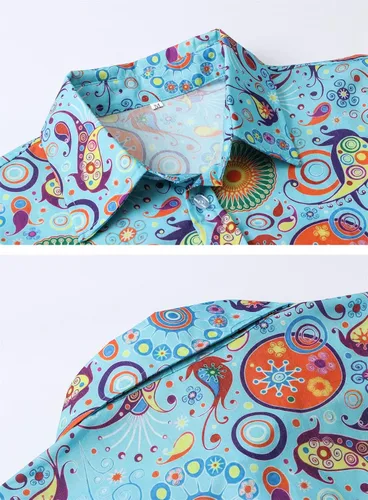 Vista 3 de Emaor - Camisa de manga larga y manga corta para hombre diseño floral
