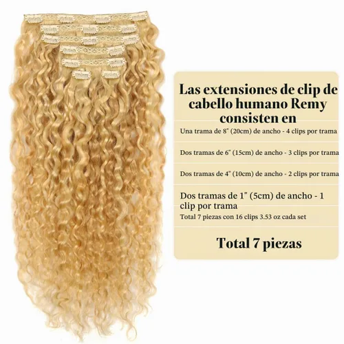Vista 2 de Extensiones de cabello humano brasileño ondulado P27-613 rubio sin procesar, extensiones de cabello humano sin procesar, 1 unidad, 3.53 onzas