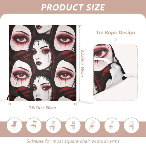 Vista 2 de Dorm Desk Chair Cover Washable for Home Decor Set of 6 Home Decor Chair Covers cubre sillas para comedor Goth Red Black Halloween Beauty Demon