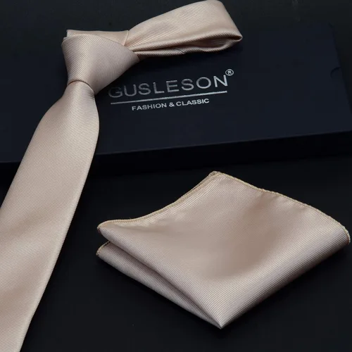 Vista 3 de GUSLESON Conjunto de corbata y pañuelo delgado de 2.4 pulgadas para hombres