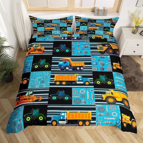 Vista 9 de Erosebridal Funda de edredón de vehículos de dibujos animados tamaño individual para niños y niñas, juego de ropa de cama Kawaii de helicóptero