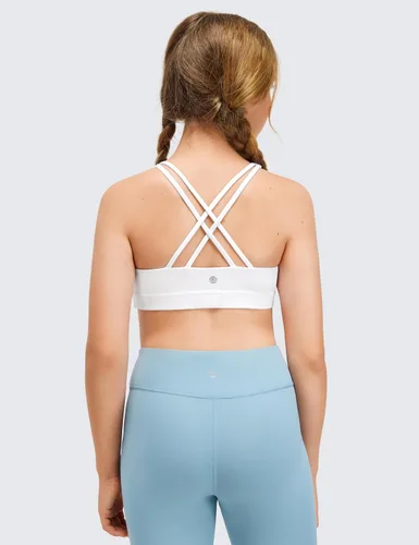 Vista 2 de CRZ YOGA Butterluxe - Brasier deportivo con tirantes delgados y cuello redondo, para yoga, para adolescentes, cómodo, para danza