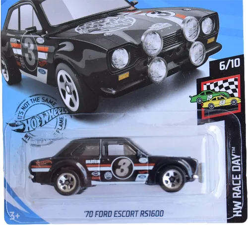Vista 2 de Hot Wheels Race Day Series 6/10 '70 Ford Escort RS1600 102/250, negro
