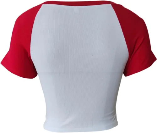Vista 2 de Avanova Camiseta de manga corta con estampado de letras para mujer, cuello redondo, ajustada