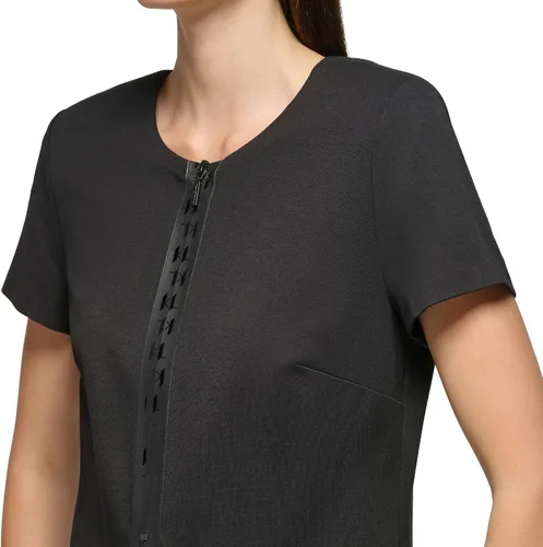 Vista 2 de Karl Lagerfeld Paris Vestido con cremallera frontal con logotipo y bolsillos para mujer