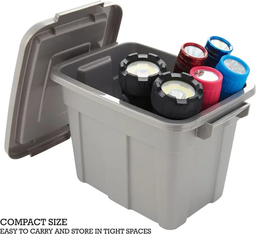 Vista 4 de Organize Your Home Contenedores de almacenamiento coloridos para espacios pequeños con tapas, paquete de 6, recipientes de plástico pequeños