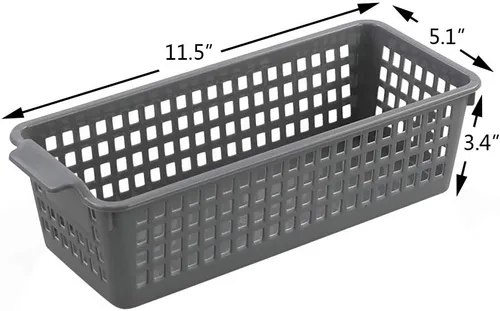 Vista 3 de Cestas de almacenamiento de plástico delgadas, cestas de almacenamiento rectangulares de plástico, 6 paquetes