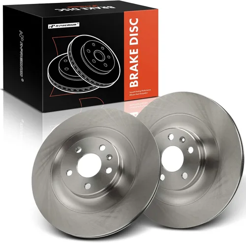 Vista 9 de A-Premium Rotores de freno de disco perforados y ranurados traseros de 13.38 pulgadas (13.386 in) compatibles con modelos seleccionados de Volvo