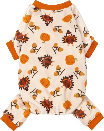Vista 11 de Fitwarm Pijama de béisbol de forro polar para perro, ropa acogedora de invierno para perros pequeños, niños y niñas, mameluco divertido