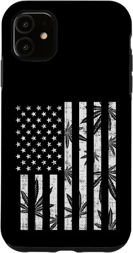 Vista 5 de Funda para iPhone 14 Weed Bandera de Estados Unidos Retro Marihuana Cannabis Patriot Stoner