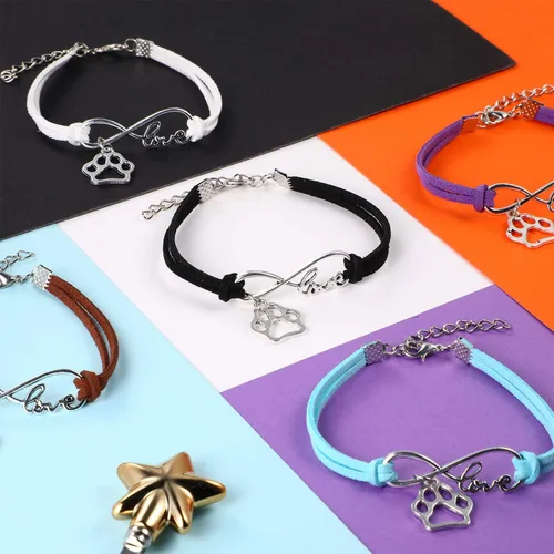 Vista 7 de Paquete de 15 pulseras de pata para niños y adultos, ajustables, pulseras con dijes, cachorros, perros, gatos, animales para fiestas temáticas
