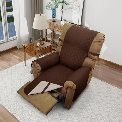 Vista 74 de Fundas para Silla Reclinable Reversibles Funda de Sofá para Mascotas Protector de Muebles Lazy Boy (Silla 23'', Beige/Beige)