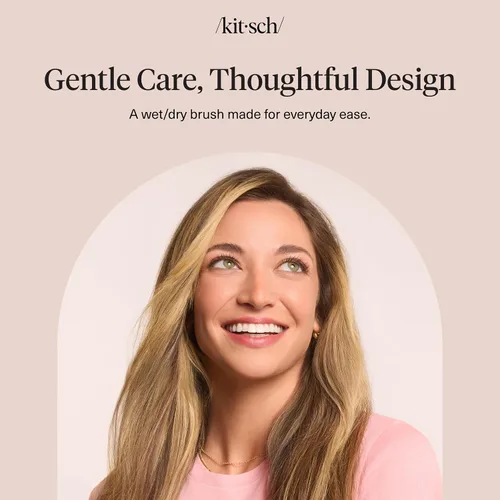 Vista 8 de Kitsch Cepillo desenredante para cabello húmedo y seco, cepillo flexible para mujeres, hombres y niños, cepillo desenredante para cabello rizado