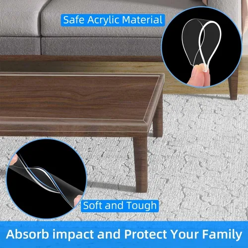 Vista 3 de Tira protectora de borde transparente, 1.57 pulgadas x 9.84 pies, cinta de cubierta de borde afilado, protectores autoadhesivos para puertas