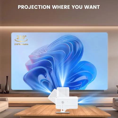 Vista 6 de Mini proyector con WiFi y Bluetooth, compatible con proyector portátil 4k 1080P HD, corrección trapezoidal automática, 180 α giratorio, compatible