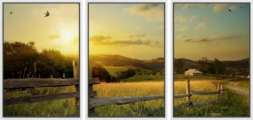 Vista 46 de wall26 Lienzo enmarcado para pared, juego de arte rojo, verde y amarillo, bosque de montaña otoñal, naturaleza, desierto, fotografía, realismo