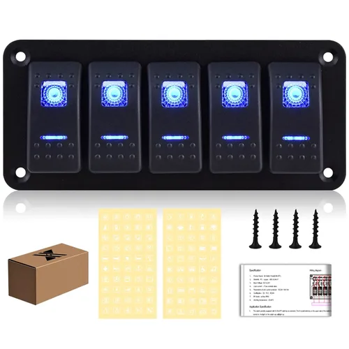 Vista 13 de Panel de Interruptor de Palanca de 3 Posiciones Impermeable de Aluminio, Panel de Interruptor Basculante de 12V/24V, Interruptor de Coche/Barco de 5