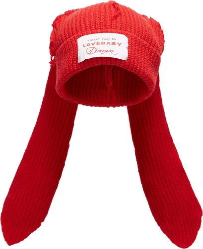 Vista 9 de Gorro de punto con orejas largas de conejo, gorro divertido de invierno, gorro cálido de punto de conejo de ganchillo para exteriores