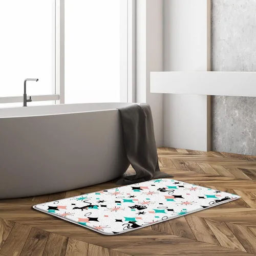 Vista 2 de GCTNBJL Atomic Starburst - Tapete de baño para gatos de mediados de siglo, moderno, abstracto, geométrico, diamante estrella, icónico de los años 50