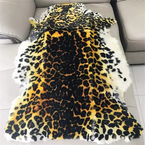 Vista 8 de Alfombra de Área Estilo Chic con Estampado de Tigre Leopardo Piel de Oveja Australiana Alfombra Suave de Felpa Manta de Piel de Cordero Alfombra