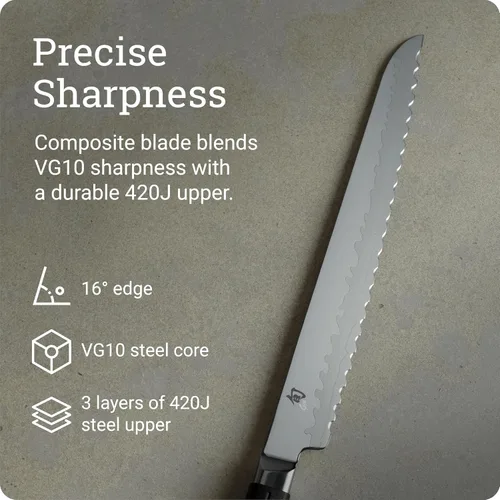 Vista 3 de Shun Sora - Cuchillo para pelar, Pan, 9 pulgadas, Metálico