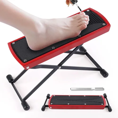 Vista 8 de Reposapiés de pedicura, soporte antideslizante ajustable de 6 alturas para pedicuras fáciles en casa, taburete plegable