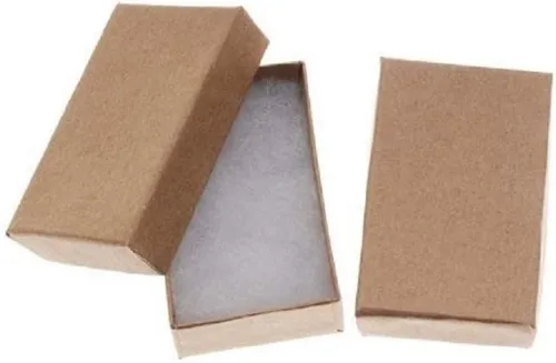 Vista 2 de 100 cajas rellenas de algodón marrón kraft de 3.25 x 2.25 x 1 pulgada para joyas y regalos, Metal, aluminio, aluminio no aplicable