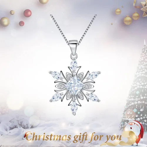 Vista 2 de EVER FAITH - Colgante de plata de ley 925 con circonitas para mujer, diseño de copo de nieve