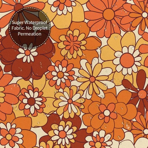 Vista 4 de Ohocut Cortina de ducha floral naranja, cortinas de ducha retro bohemias para baño, bonitas cortinas de baño de flores geniales, cortina de ducha