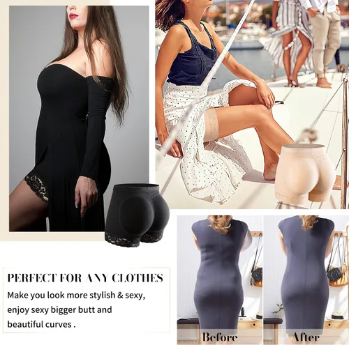 Vista 4 de KIWI RATA - Bragas de encaje acolchadas para mujer, sin costura, levanta glúteos