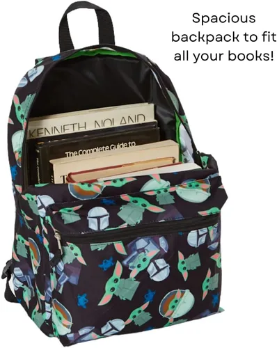 Vista 5 de RALME Mochilas escolares de personajes grandes para niños o adultos, 16 pulgadas, Bebé Yoda, Mochila