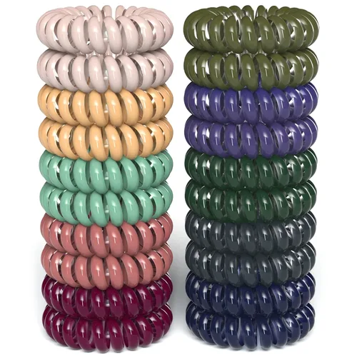 Vista 8 de Bandas para el cabello, paquete de 17 unidades, espirales, sin arrugas, multicolor, impermeable, cable de teléfono, accesorios para niña y mujer