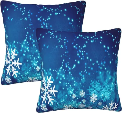 Vista 14 de Fundas de Almohada Flor de Pascua Dorada Copo de Nieve Navidad Xmas Juego de 2 Fundas de Almohadas Cuadradas Funda de Cojín Fundas de Almohadas