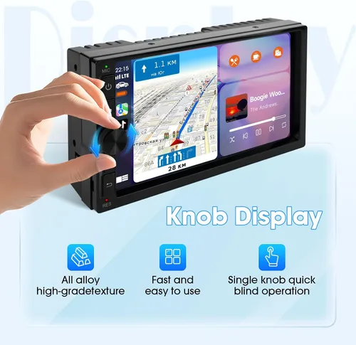 Vista 2 de Haudio Estéreo de auto de doble DIN de 7 pulgadas con Apple CarPlay/Android Auto, pantalla táctil HD con 2+32 GB, enlace espejo, cámara de respaldo