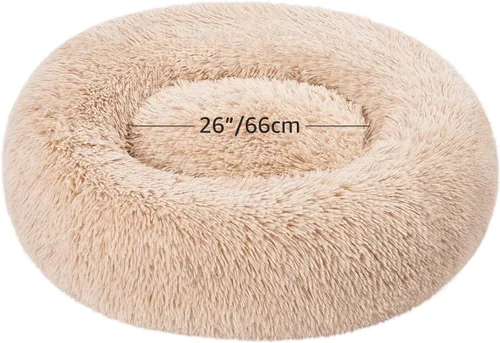 Vista 6 de Amazon Basics Donut Pet Bolster - Cama de pelo sintético para perro, beige, 36" x 36