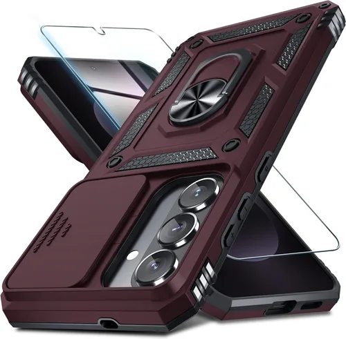 Vista 33 de Janmitta Compatible con Samsung Galaxy S24 FE Funda con Cubierta Deslizante Integrada para Lente de Cámara+Protector de Pantalla+Soporte de Anillo