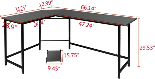 Vista 2 de Escritorio para computadora, mesa de estudio, escritorio en forma de L, escritorio de escritorio para computadora, escritorio de esquina