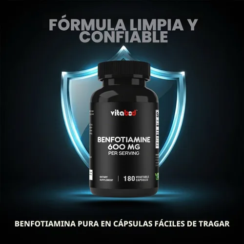 Vista 7 de Vitabod Benfotiamina 600mg - 180 cápsulas vegetarianas - Suplemento de vitamina B1 soluble en grasa