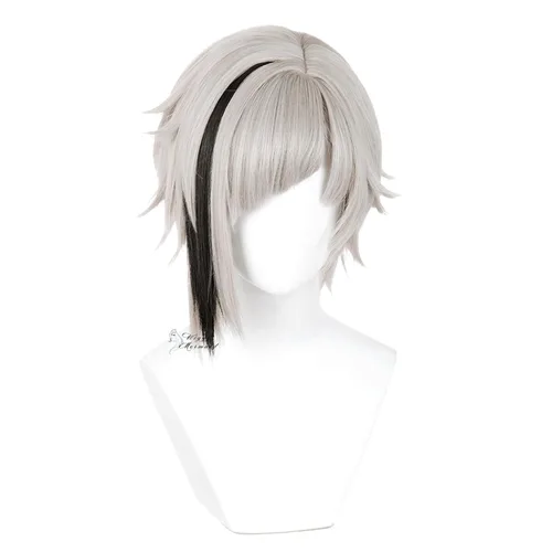 Vista 17 de Wiggy Mermaid Peluca corta de color naranja, peluca de pelo recto de jengibre para mujer Short Orange Side Part Anime Cosplay Hair Wig for Halloween