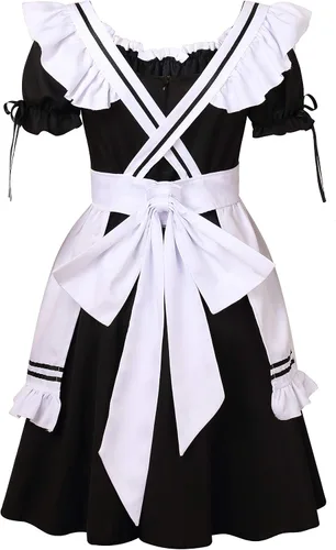 Vista 2 de Colorful House Disfraz de sirvienta con delantal francés para cosplay de anime para mujer