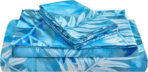 Vista 41 de JSD Juego de sábanas florales azul marino, tamaño individual, sábanas de microfibra impresas de 3 piezas, bolsillo extra profundo, sin arrugas