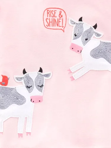 Vista 3 de Simple Joys by Carter's Pijama de poliéster de 4 piezas para niña Bailarina negra/rosa claro/vaca rosada/cisnes