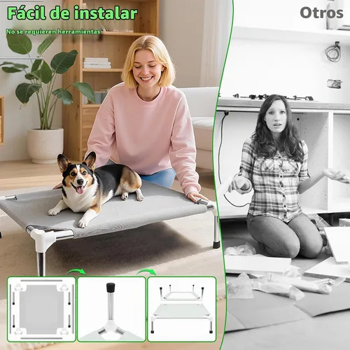 Vista 3 de Makerfire Cama Elevada para Perros, Catre Elevado para Interiores/Exteriores para Perros Pequeños, Cama Desmontable para Mascotas con Patas