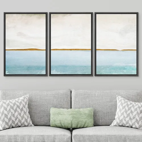 Vista 20 de SIGNWIN Lienzo enmarcado para pared, juego de arte pastel con cadena montañosa, bosque, niebla, naturaleza silvestre, ilustraciones modernas, arte
